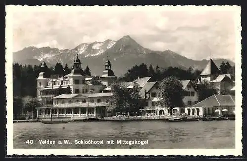 AK Velden a. W., Schlosshotel mit Mittagskogel