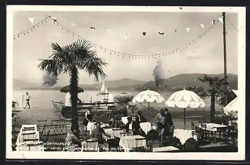 AK Klagenfurt / Wörthersee, Blick vom Palmengarten des Strandbades