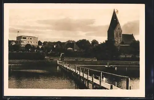 AK Rerik, Kurhaus und Kirche vom Steg gesehen