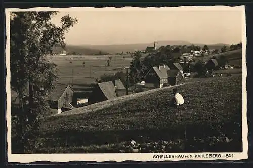 AK Schellerhau, Panorama mit d. Kahleberg