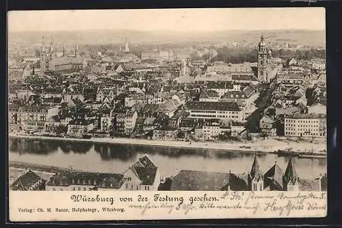 AK Würzburg, Ortsansicht von der Festung aus gesehen