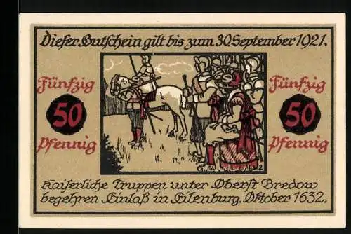 Notgeld Eilenburg 1921, 50 Pfennig, Martin Rinckart 1586-1649