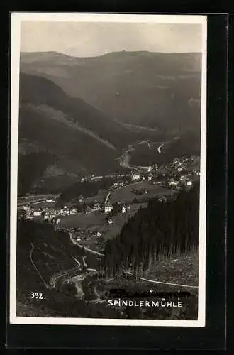 AK Spindlermühle, Ortsansicht aus der Vogelschau