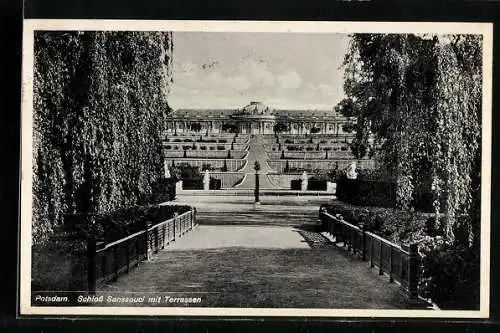 AK Potsdam, Schloss Sanssouci mit Terrassen