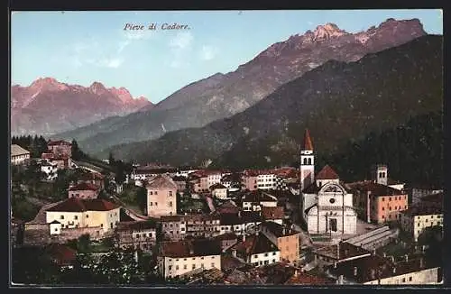 AK Pieve di Cadore, Ortsansicht aus der Vogelschau