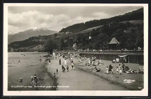 AK Millstatt am See, Strandbad gegen die Promenade