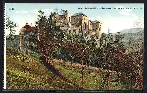 AK Seeboden am Millstättersee, Blick auf dei Ruine Sommereck