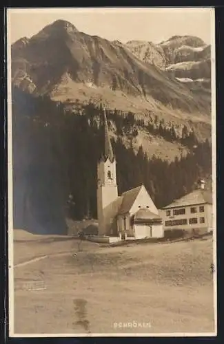 AK Schröcken, Kirche vor Berghintergrund