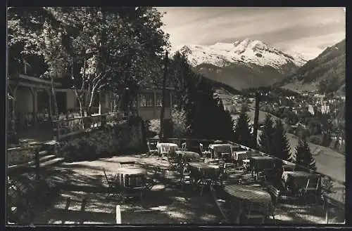 AK Bad Gastein, Café Zur Schwarzen Liesl mit Blick ins Tal