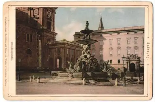 Fotografie Würthle & Spinnhirn, Salzburg, Ansicht Salzburg, der Residenzplatz mit dem Hofbrunnen