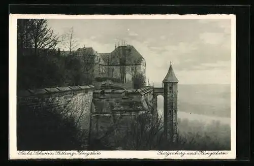 AK Festung Königstein /Sächs. Schweiz, Georgenburg und Hungerturm