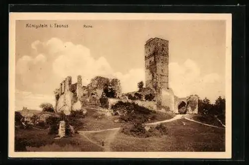 AK Königstein i. Taunus, Burgruine mit Wanderwegen