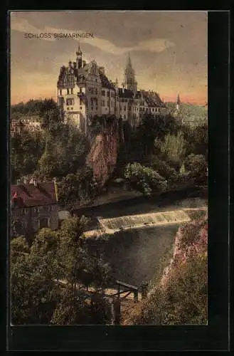 AK Sigmaringen, Schloss im Abendrot