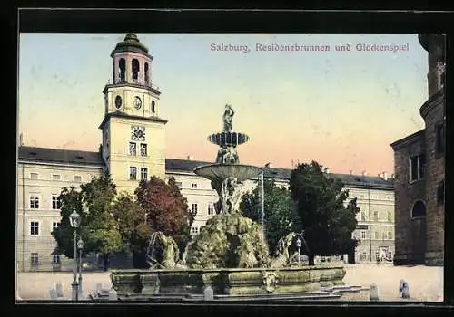 AK Salzburg, Residenzbrunnen und Glockenspiel