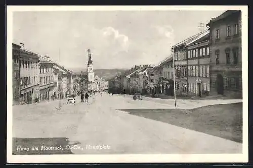 AK Haag am Hausruck, Hauptplatz mit Blick auf Kirche