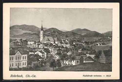 AK Rohrbach /Ob.-Oe., Teilansicht mit Kirche