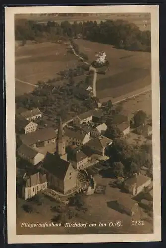 AK Kirchdorf am Inn, Ortspartie mit Kirche, Fliegeraufnahme