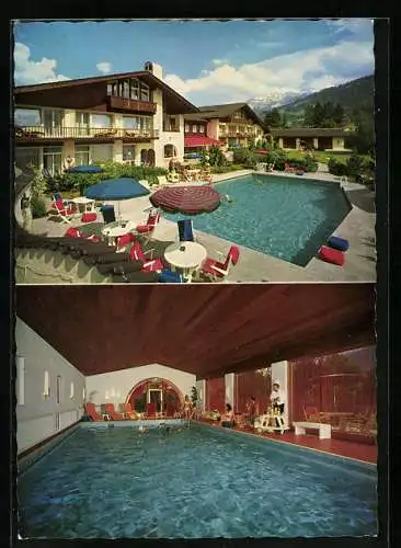 AK Garmisch-Partenkirchen, Hotel Alpina mit Schwimmbecken, Alpspitzstrasse 12, Innanansicht Schwimmbad