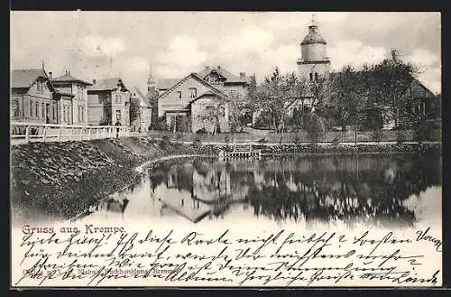 AK Krempe, Blick auf Kirche und See