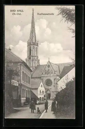 AK Bad Hall, Kurhausstrasse mit Kinderheilanstalt der Stadt Wien