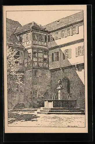 Künstler-AK Otto Ubbelohde: Tübingen, Schlosshof