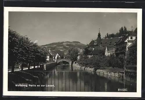 AK Wolfsberg /Kärnten, Lavantpartie mit Brücke