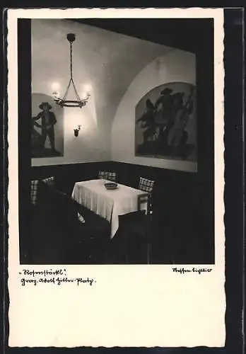 AK Graz, Das Restaurant Rotenstöckl, Innenansicht, Platz