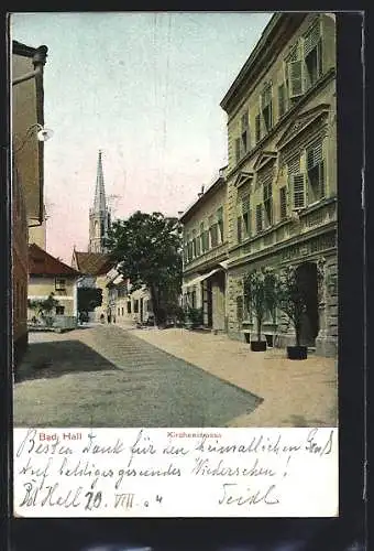 AK Bad Hall, Kirchenstrasse mit Bäumen