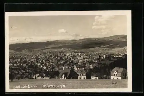 AK Gablonz a. N., Ortsansicht aus der Vogelschau