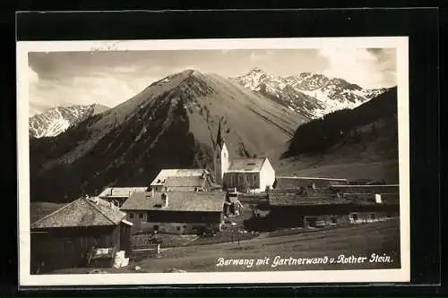 AK Berwang, Ortsansicht mit Gartnerwand und Rother Stein