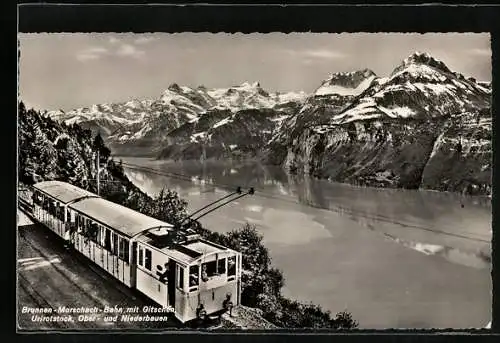 AK Brunnen-Morschach-Bahn mit Gitschen, Urirotstock, Ober- und Niederbauen