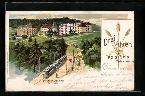 Lithographie Drei Ähren, Elektrische Bergbahn Drei Ähren-Türkheim