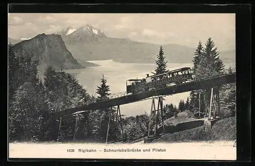 AK Rigi, Rigibahn auf der Schnurtobelbrücke und Pilatus