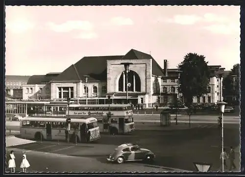 AK Mönchengladbach, Hauptbahnhof mit Strassenbahn