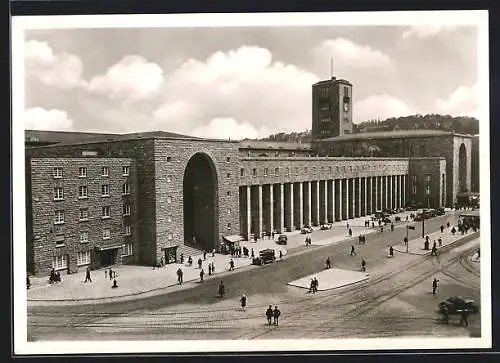 AK Stuttgart, Haupt-Bahnhof aus der Vogelschau