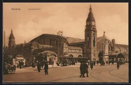 AK Hamburg-St.Georg, Hauptbahnhof mit Denkmal