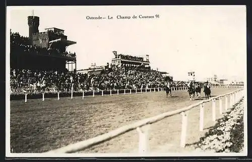 AK Ostende, Le Champ de Courses 91, Pferderennen mit Zuschauern