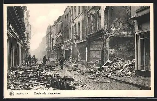 AK Oostende, Zertstörte Häuser in der Kapellestraat