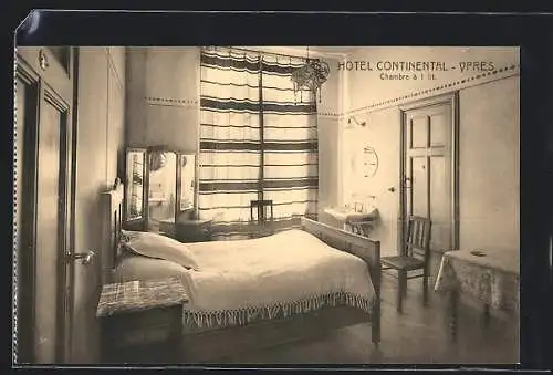 AK Ypres, Hotel Continental, Chambre à 1 lit.