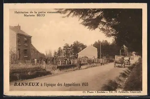 AK Banneux, Woning der kleine Zienster, Mariette Beco, Banneux ten tijde der Verschijningen in 1933