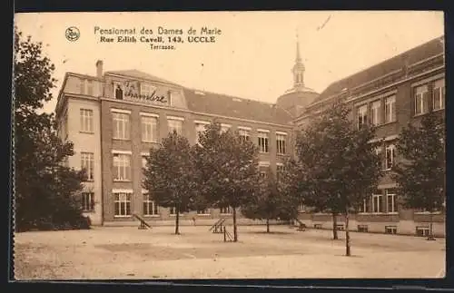 AK Uccle, Pensionnat des Dames de Marie, Rue Edith Cavell 143, Terrasse