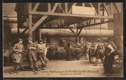 AK Couillet, Usines Metallurgiques du Hainaut, Chargement des fourneaux