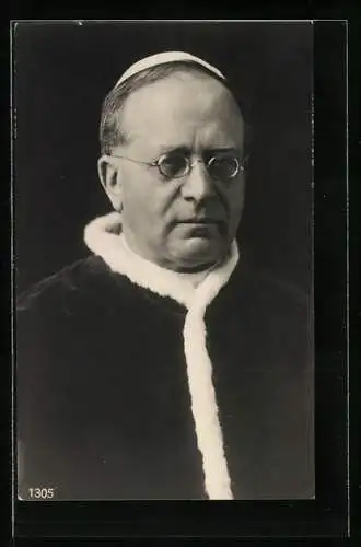 AK Portrait von Papst Pius XI. mit Brille