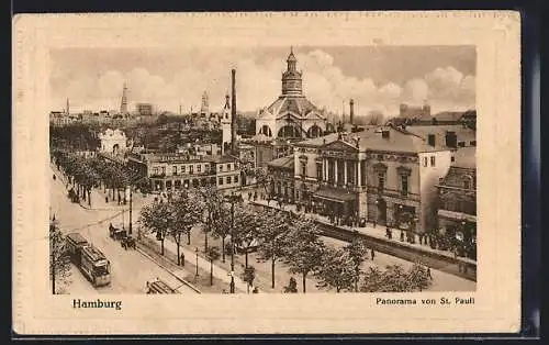 AK Hamburg-St. Pauli, Strassenpartie mit Gasthaus Elbschloss-Bräu und Strassenbahn