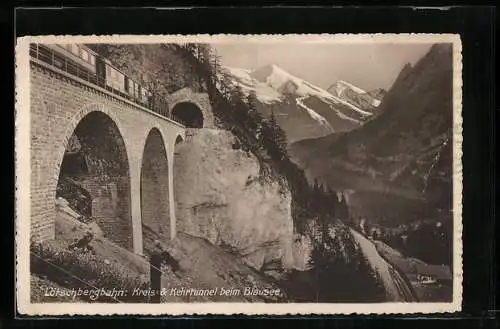 AK Lötschbergbahn, Kreis- & Kehrtunnel beim Blausee