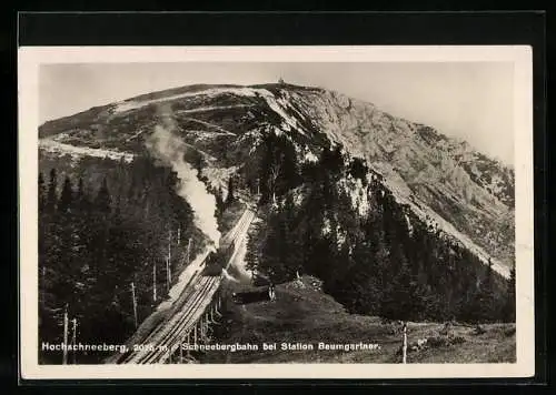 AK Hochschneeberg, Schneebergbahn bei Station Baumgartner