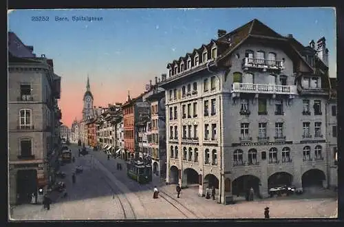 AK Bern, Strassenbahn in der Spitalgasse