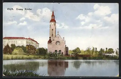 AK Dux, Evangelische Kirche am Ufer