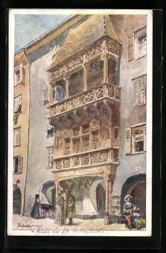 Künstler-AK E. F. Hofecker: Innsbruck, Ansicht vom Goldenen Dachl