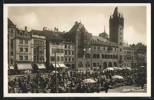 AK Basel / Bâle, Le marché, Marktplatz mit Marktständen